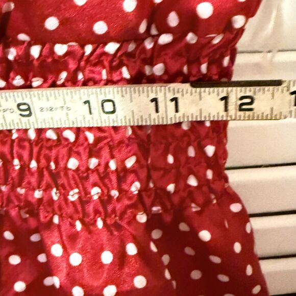 Wet Seal VTG Y2K Coquette Red Polka Dot Satin 90s Babydoll Dress Size Medium - Picture 12 of 13
